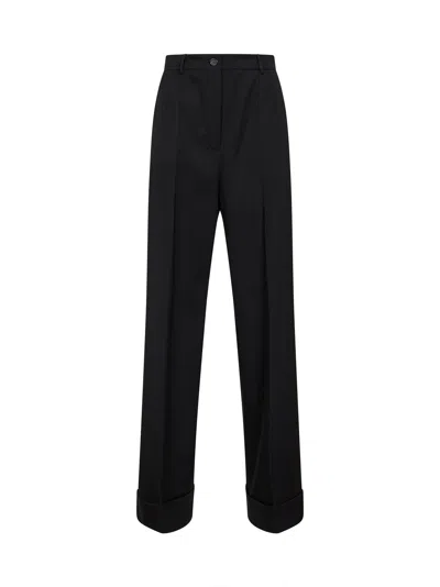 Dolce & Gabbana Virgin Wool Gabardine Trousers In Blue