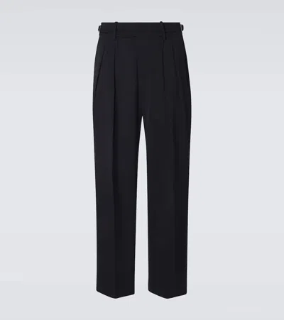 Dolce & Gabbana Virgin Wool Gabardine Wide-leg Pants In Black