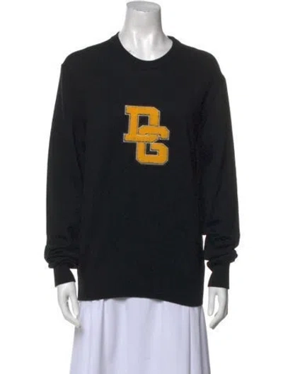 Pre-owned Dolce & Gabbana Virgin Wool Graphic Print Sweater In Black