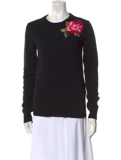 Pre-owned Dolce & Gabbana Virgin Wool Graphic Print Sweater In Black