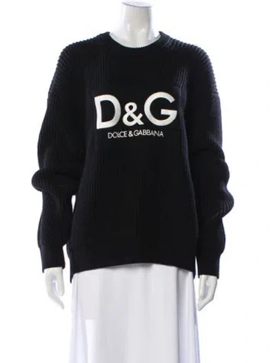 Pre-owned Dolce & Gabbana Virgin Wool Graphic Print Sweater In Black