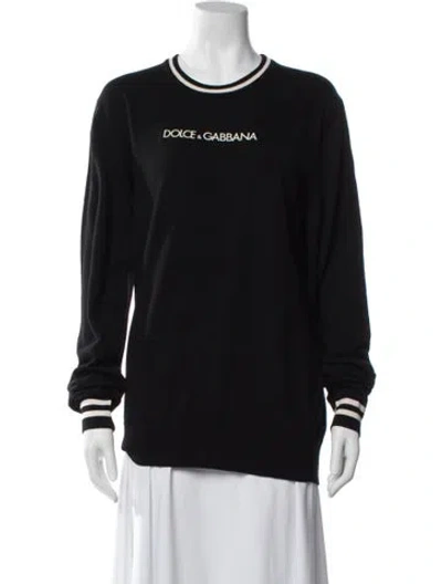 Pre-owned Dolce & Gabbana Virgin Wool Graphic Print Sweater In Black