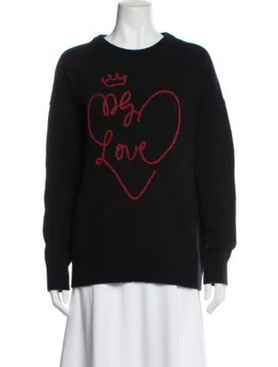 Pre-owned Dolce & Gabbana Virgin Wool Graphic Print Sweater In Black