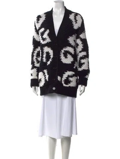 Pre-owned Dolce & Gabbana Virgin Wool Graphic Print Sweater In Black