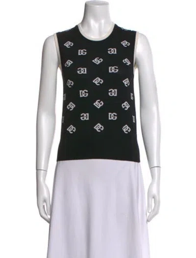 Pre-owned Dolce & Gabbana Virgin Wool Graphic Print Sweater In Black