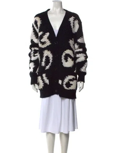 Pre-owned Dolce & Gabbana Virgin Wool Graphic Print Sweater In Black