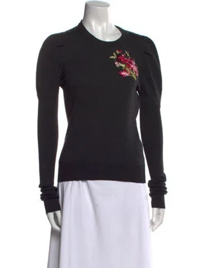 Pre-owned Dolce & Gabbana Virgin Wool Graphic Print Sweater In Gray