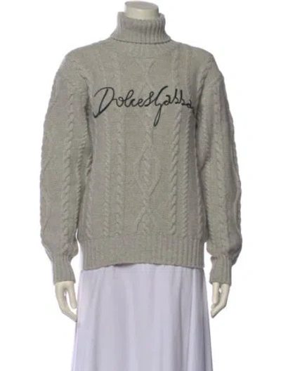Pre-owned Dolce & Gabbana Virgin Wool Graphic Print Sweater W/ Tags In Gray