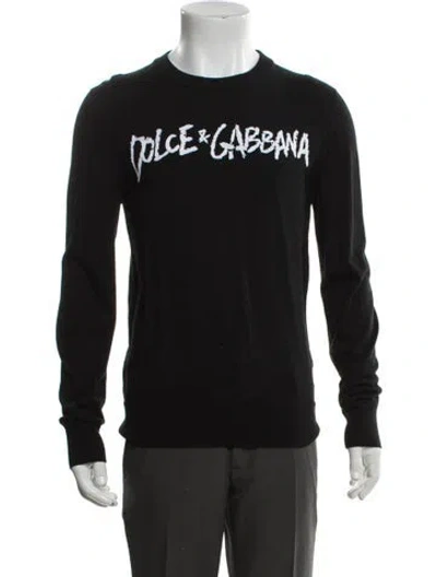 Pre-owned Dolce & Gabbana Virgin Wool Graphic Print T-shirt In Black