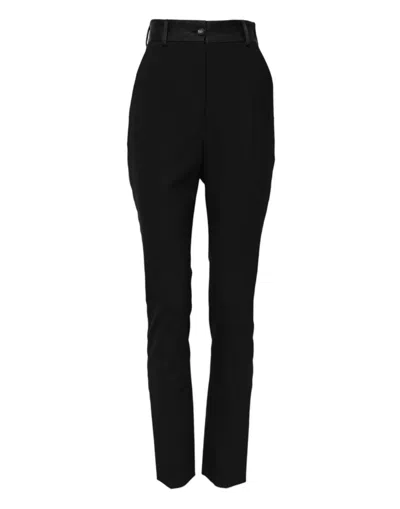 Dolce & Gabbana Virgin Wool High Waist Trousers In Black