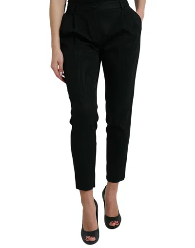 Dolce & Gabbana Virgin Wool High-waist Tapered Trousers In Black