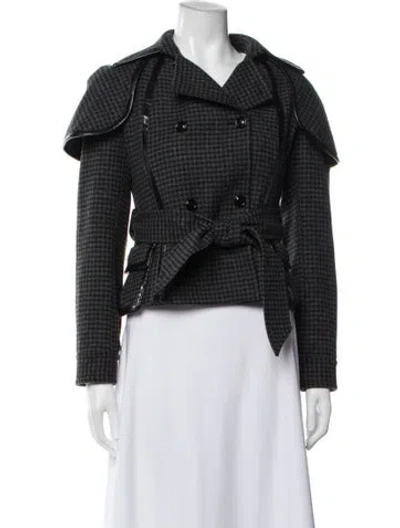 Pre-owned Dolce & Gabbana Virgin Wool Houndstooth Print Blazer In Black