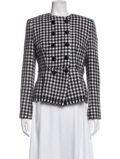Pre-owned Dolce & Gabbana Virgin Wool Houndstooth Print Blazer In Black