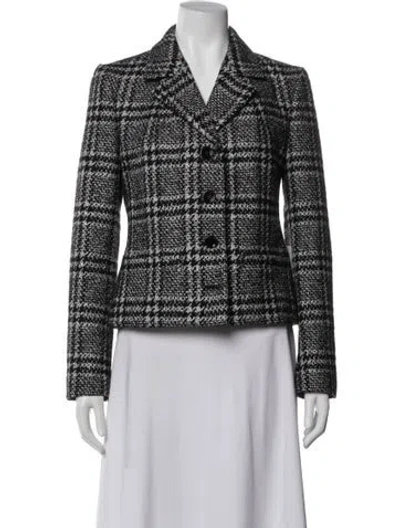 Pre-owned Dolce & Gabbana Virgin Wool Houndstooth Print Blazer W/ Tags In Blue
