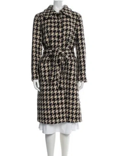 Pre-owned Dolce & Gabbana Virgin Wool Houndstooth Print Coat In Neutrals