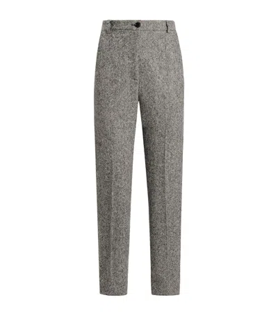 DOLCE & GABBANA VIRGIN WOOL JACQUARD SLIM TROUSERS