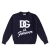 Dolce & Gabbana Girls Navy Blue Wool-knit Dg Sweater In Blue