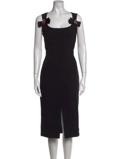 Pre-owned Dolce & Gabbana Virgin Wool Knee-length Dress In Black