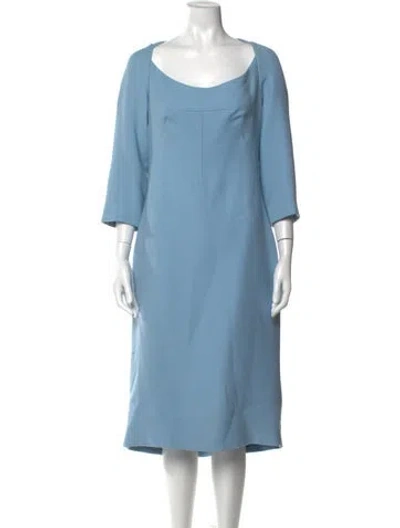 Pre-owned Dolce & Gabbana Virgin Wool Knee-length Dress In Blue