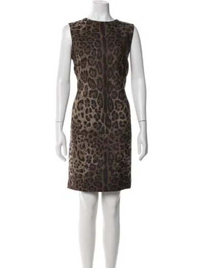 Pre-owned Dolce & Gabbana Virgin Wool Knee-length Dress In Brown