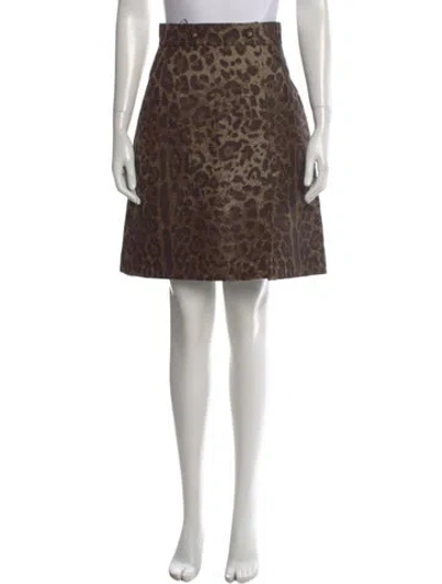 Pre-owned Dolce & Gabbana Virgin Wool Knee-length Skirt In Brown