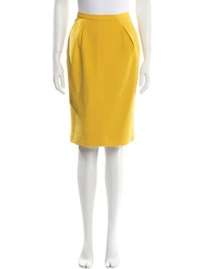 Pre-owned Dolce & Gabbana Virgin Wool Knee-length Skirt In Yellow