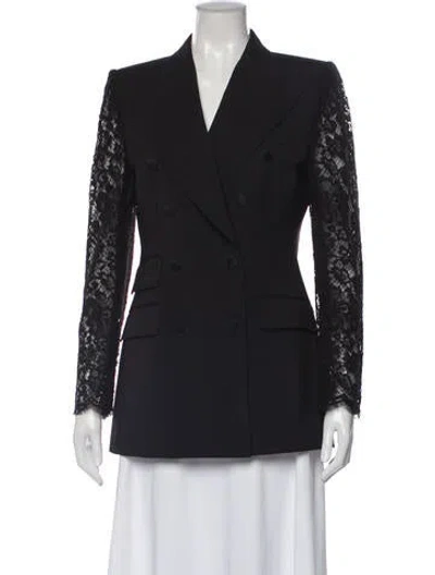 Pre-owned Dolce & Gabbana Virgin Wool Lace Pattern Coat In Black