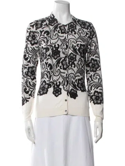 Pre-owned Dolce & Gabbana Virgin Wool Lace Pattern Sweater In Black/neutrals