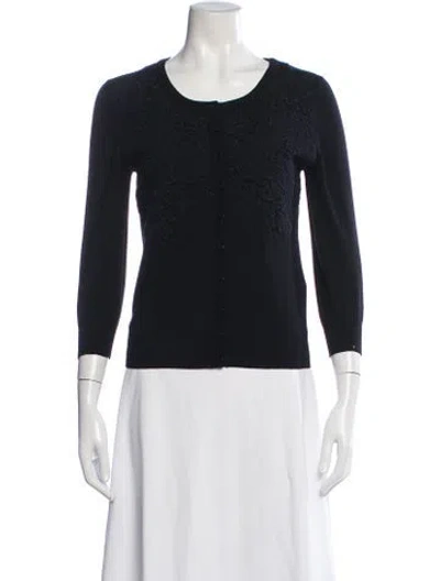 Pre-owned Dolce & Gabbana Virgin Wool Lace Pattern Sweater In Blue