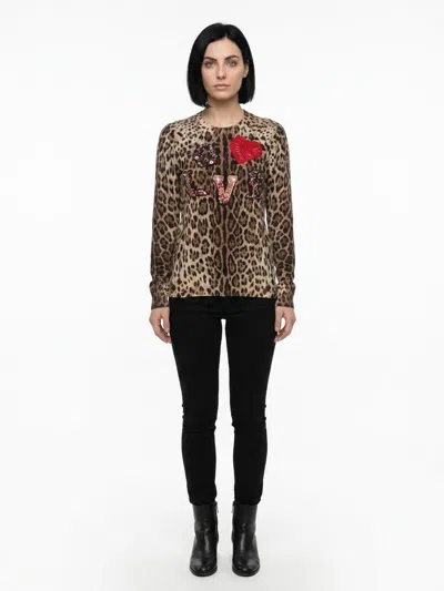 Dolce & Gabbana Virgin Wool Leopard-print Sweatshirt In Animal Print