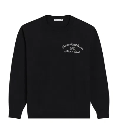 Dolce & Gabbana Kids' Virgin Wool Logo Sweater In Black