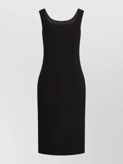 Dolce & Gabbana Virgin Wool Midi Dress In Black