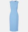 Dolce & Gabbana Wool Crepe Sheath Midi Dress With Tube In Blue