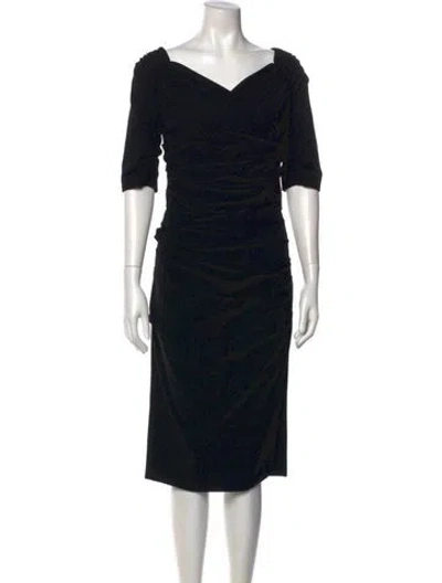 Pre-owned Dolce & Gabbana Virgin Wool Midi Length Dress In Black