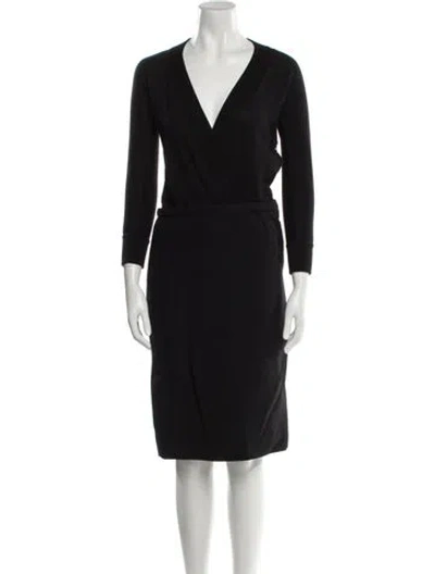 Pre-owned Dolce & Gabbana Virgin Wool Midi Length Dress In Black