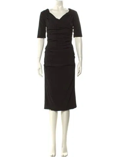 Pre-owned Dolce & Gabbana Virgin Wool Midi Length Dress In Black
