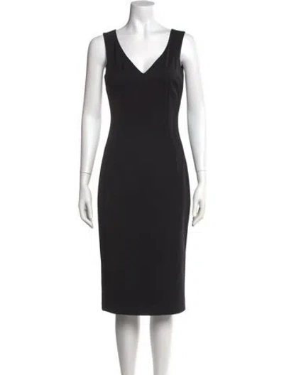 Pre-owned Dolce & Gabbana Virgin Wool Midi Length Dress In Black