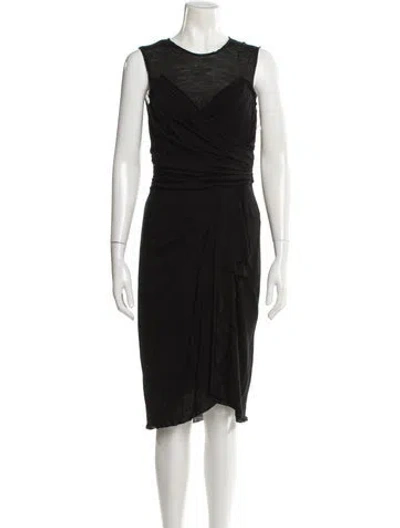 Pre-owned Dolce & Gabbana Virgin Wool Midi Length Dress In Black