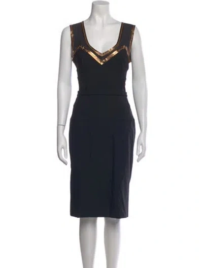 Pre-owned Dolce & Gabbana Virgin Wool Midi Length Dress In Black