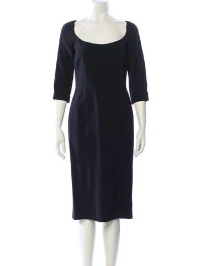 Pre-owned Dolce & Gabbana Virgin Wool Midi Length Dress In Blue
