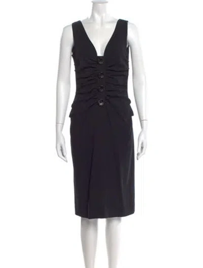 Pre-owned Dolce & Gabbana Virgin Wool Midi Length Dress In Blue