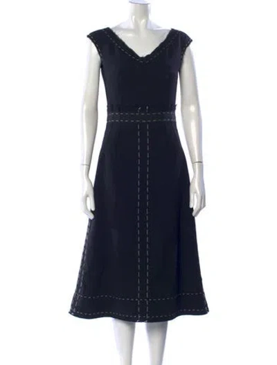 Pre-owned Dolce & Gabbana Virgin Wool Midi Length Dress In Blue