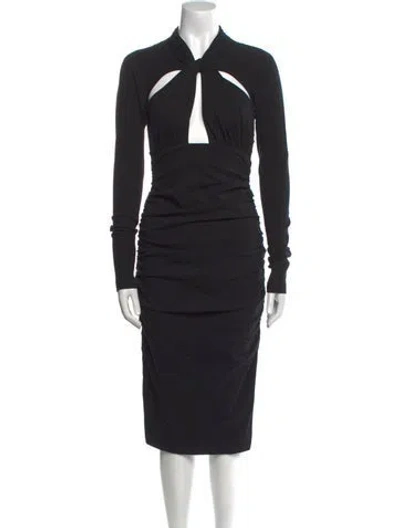 Pre-owned Dolce & Gabbana Virgin Wool Midi Length Dress In Gray