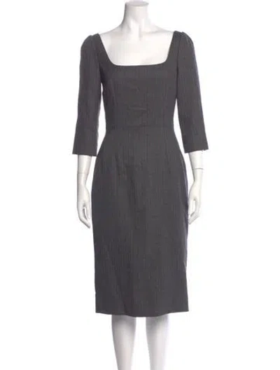 Pre-owned Dolce & Gabbana Virgin Wool Midi Length Dress In Gray