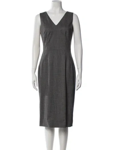 Pre-owned Dolce & Gabbana Virgin Wool Midi Length Dress In Gray