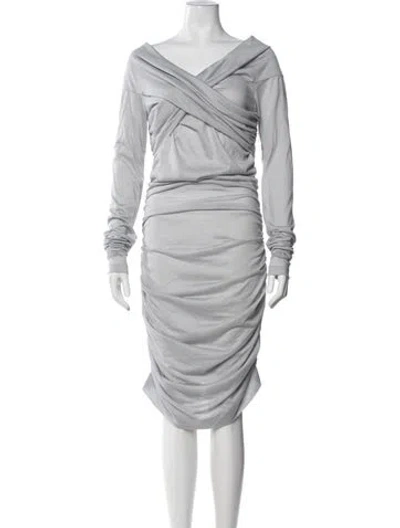 Pre-owned Dolce & Gabbana Virgin Wool Midi Length Dress In Gray