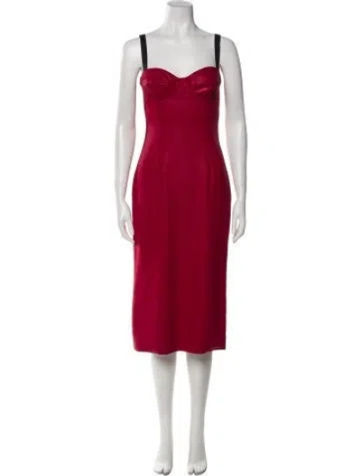 Pre-owned Dolce & Gabbana Virgin Wool Midi Length Dress In Red