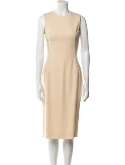 Pre-owned Dolce & Gabbana Virgin Wool Midi Length Dress In White