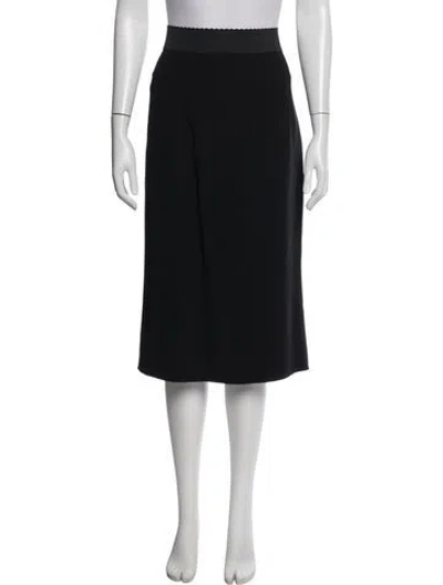 Pre-owned Dolce & Gabbana Virgin Wool Midi Length Skirt In Black