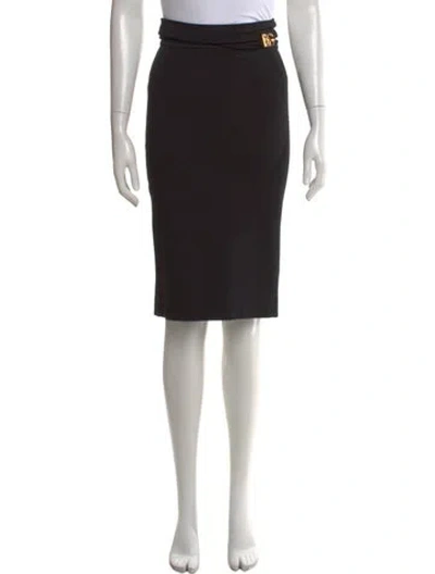 Pre-owned Dolce & Gabbana Virgin Wool Midi Length Skirt In Black